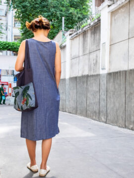 ĐẦM KHÔNG TAY LINEN MÀU XANH NHẠT HỌA TIẾT CHUỒNG CHUỒNG SEN THƠM*tạm hết*