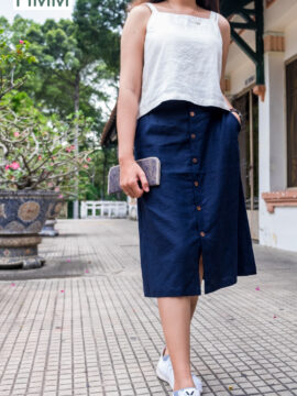 VÁY LINEN MÀU XANH DƯƠNG