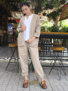 Long No 0.2 Quần Dài Linen Gân Kem 2 Size M, L