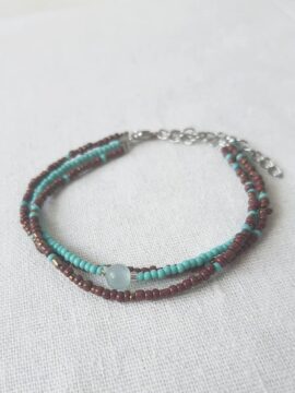 Vòng Tay Lắc Tay Thiết Kế Hạt Cườm Nhật Sắc Xanh Nâu Whale Handmade