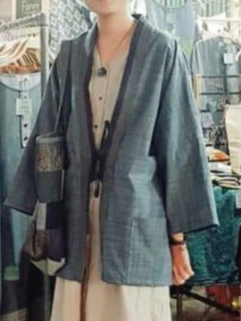 BiTa Kimono Nhật no .02 - Áo Khoác Linen Bố Xanh Thiết Kế Unisex