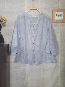 Áo Osaka N0.2 ÁO LINEN THIẾT KẾ CÓ TAY SỌC NHUYỄN TRẮNG ĐEN