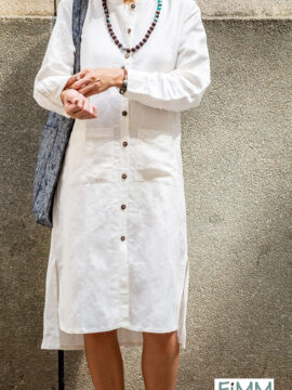 ĐẦM SUÔNG LINEN CÓ TAY MÀU TRẮNG KEM NHẸ TINH KHÔI*tạm hết*