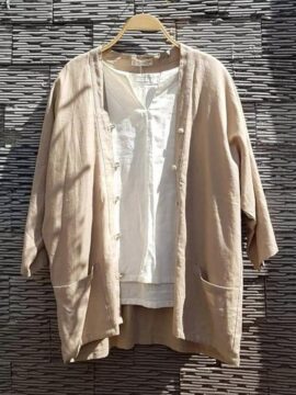 KiTa Kimono Nhật No .1 - Áo Khoác Linen Kem Thiết Kế Unisex Form Gọn