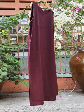 ĐẦM LINEN THIẾT KẾ  MÀU RƯỢI CHÁT - TÍM THAN FIMM