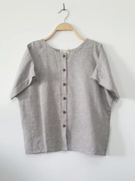 Áo Wabi N0.1 Thiết Kế Cổ Tròn Linen - Cotton Nhật Carô Nhuyễn Tay Liền