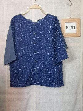 Áo Rita N0.2 Thiết Kế Cổ Tròn Linen Xanh Thân Sau - Chuồn Chuồn Thân Trước Có Tay Liền