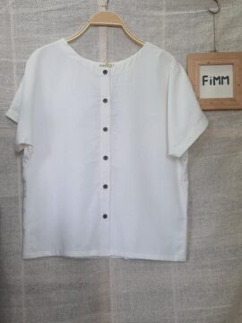 Áo Wabi N0.2 Thiết Kế Cổ Tròn Linen Trắng Tay Liền