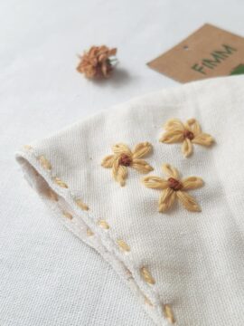 Combo 2 Khẩu Trang Linen Thêu Có Ngăn Chứa Lớp Kháng Khuẩn + Băng Đô Kem