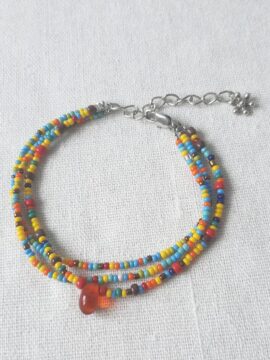 Vòng Tay Lắc Tay Thiết Kế Hạt Cườm Nhật Nhiều Màu Phối Đá Cam