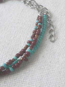 Vòng Tay Lắc Tay Thiết Kế Hạt Cườm Nhật Sắc Xanh Nâu Whale Handmade