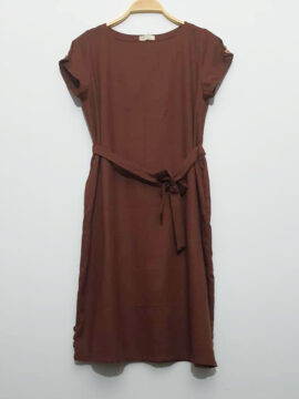 ĐẦM LINEN THIẾT KẾ CÓ TAY NÂU FIMM