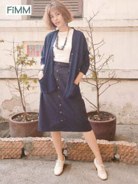 VÁY LINEN MÀU XANH ĐẬM NAVY