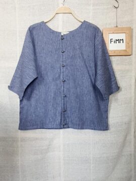 Áo MaiKa 0.2 Thiết Kế Tay Liền Vải Linen Xanh Xám Mềm Mỏng Fimm Handmade