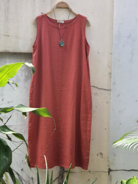 ĐẦM LINEN THIẾT KẾ  MÀU CAM CÀ RỐT FIMM