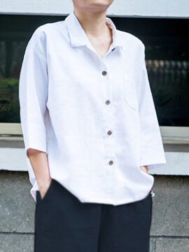 Áo Paris 0.1 Thiết Kế Sơ Mi Cách Tân Vải Linen Bột Cao Cấp Trắng Ngà