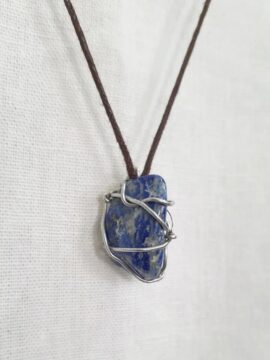 Dây Chuyền Đeo Cổ Đá Thô Tự Nhiên Năng Lượng Xanh Dương 