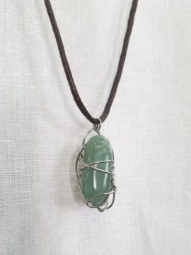 Dây Chuyền Đeo Cổ Đá Thô Xanh Năng Lượng Xanh Cây Quấn Kẽm Nhật Fimm Handmade