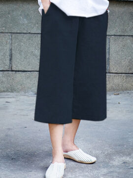 Basic No.02 Quần Lửng Thiết Kế Linen Bố Đen