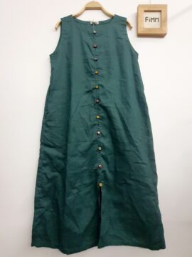 Đầm Xanh Lá Nút Hoa