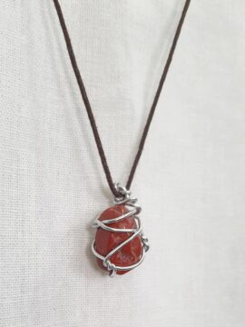 Dây Chuyền Đeo Cổ Đá Thô Tự Nhiên Năng Lượng Cam Quấn Kẽm Nhật